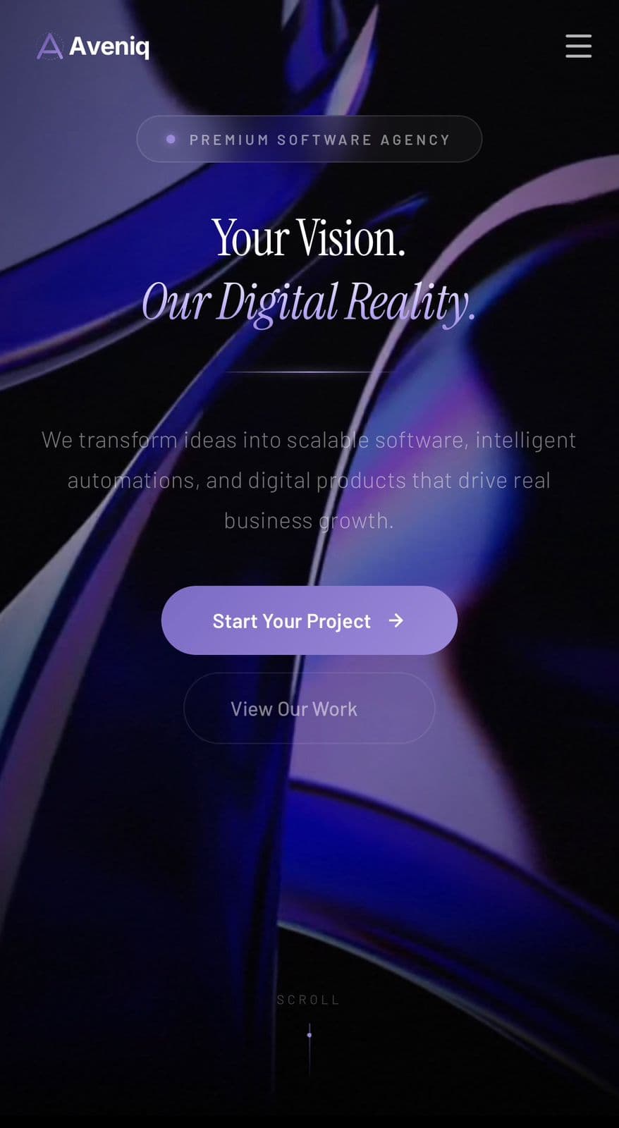 Premium AVENIQ website showcasing modern web design, responsive development, motion design, and high-performance user experience.